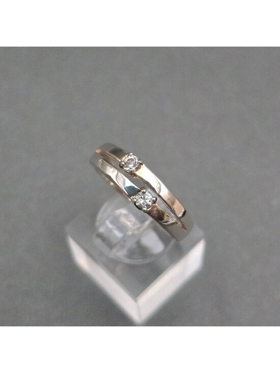 M Jewelry - Vintage Sterling Silver Cubic Zirconia Ring Interlocking Band Size 8 Stacking